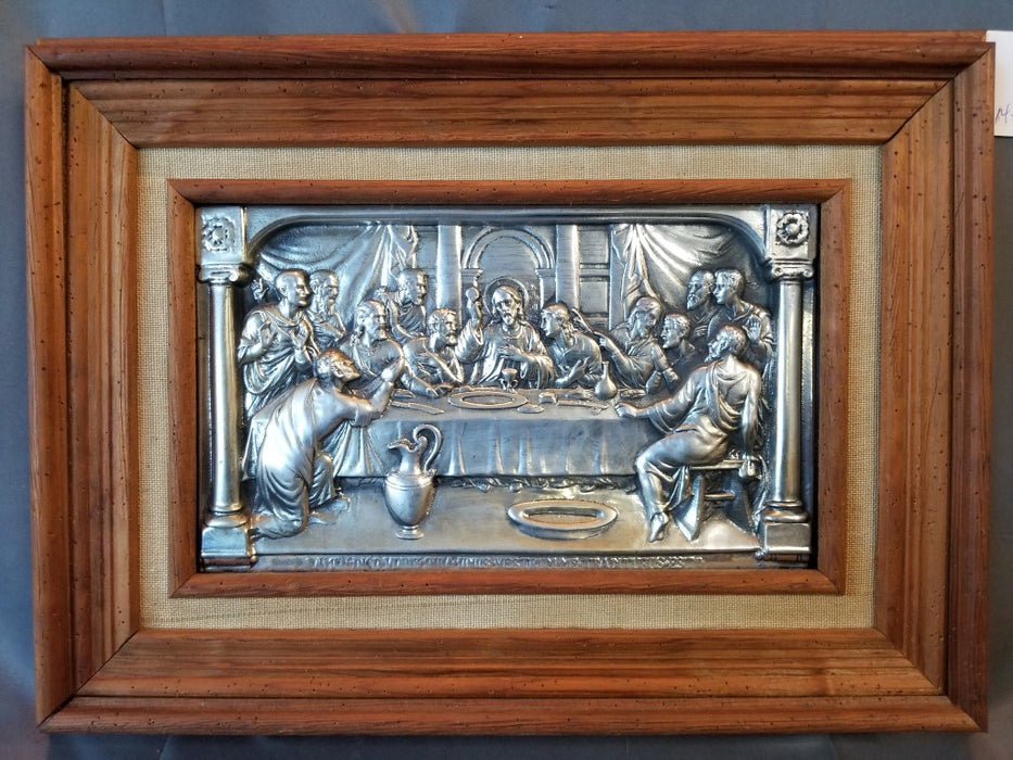 FRAMED LAST SUPER IN PEWTER RELIEF-Religious