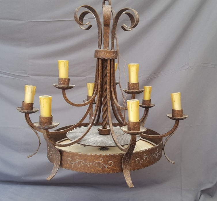 IRON CHANDELIER WITH GLASS DIFFUSER