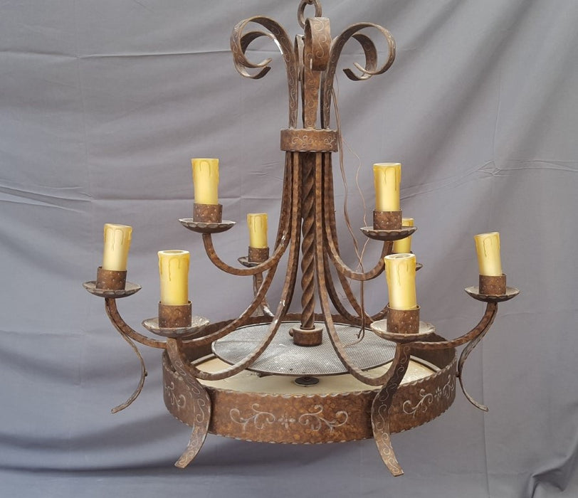 IRON CHANDELIER WITH GLASS DIFFUSER
