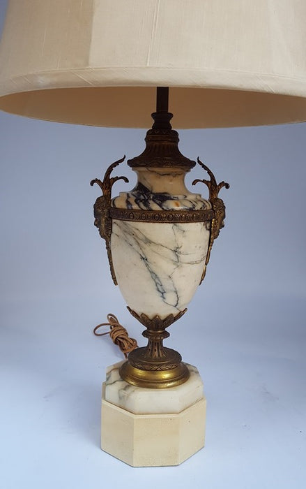 CARRARA MARBLE LAMP WITH BRONZE ORMOLU
