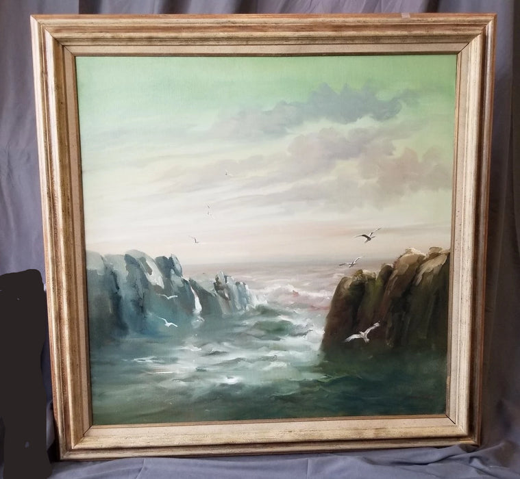 FRAMED SEASCAPE OIL PAINTING BY J. CAMPUZANO