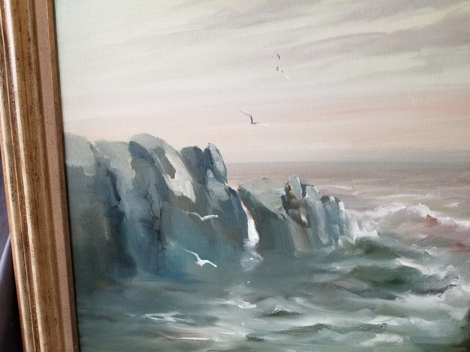 FRAMED SEASCAPE OIL PAINTING BY J. CAMPUZANO