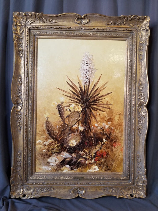 LARGE FRAMED YUCCA OIL PAINTING BY DALHART WINDBERG