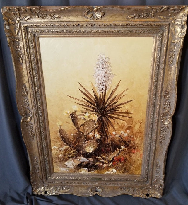LARGE FRAMED YUCCA OIL PAINTING BY DALHART WINDBERG