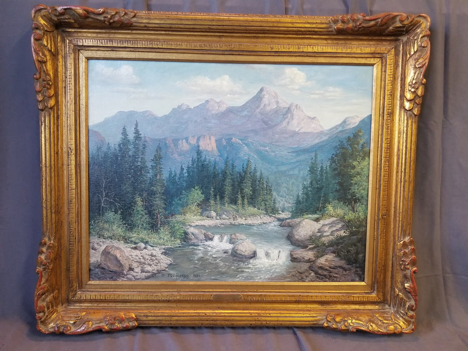 LARGE HIGH COUNTRY STREAM OIL PAINTING BY T.W. ALSTON