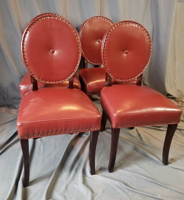 SET OF 4 OVAL BACK LEATHER CHAIRS