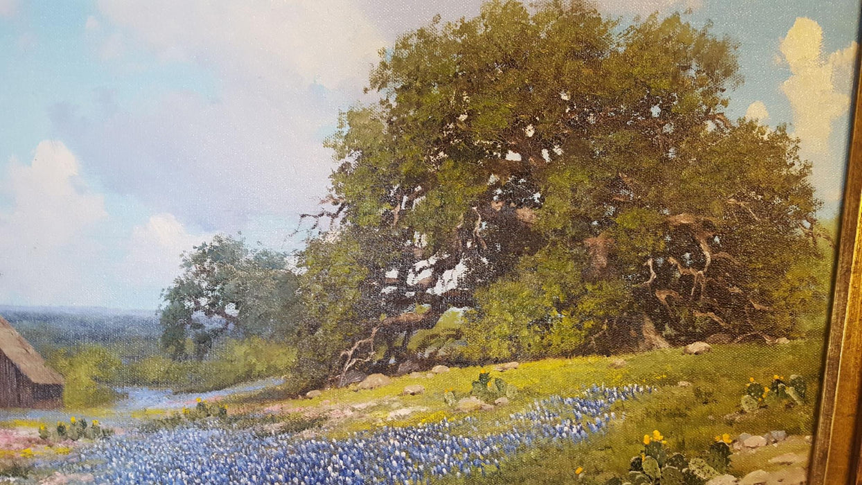 TEXAS BLUEBONNET OIL PAINTING BY WA SLAUGHTER