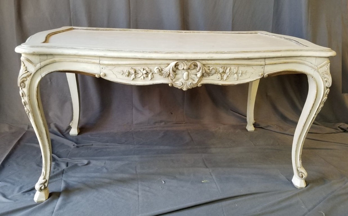 MARBLE TOP LOUIS XV STYLE WRITING TABLE WITH DRAWER