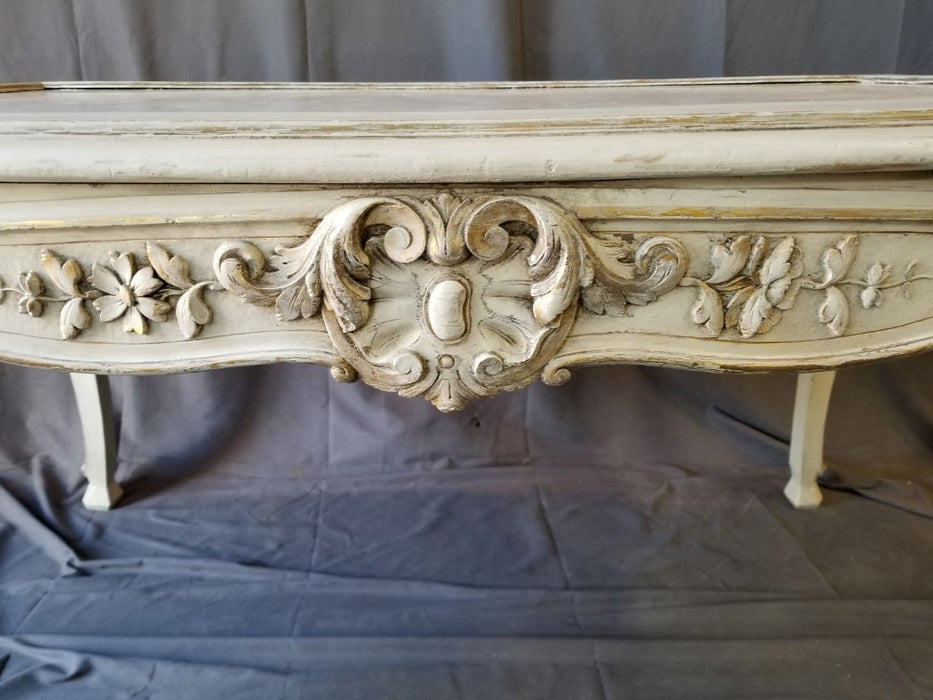 MARBLE TOP LOUIS XV STYLE WRITING TABLE WITH DRAWER