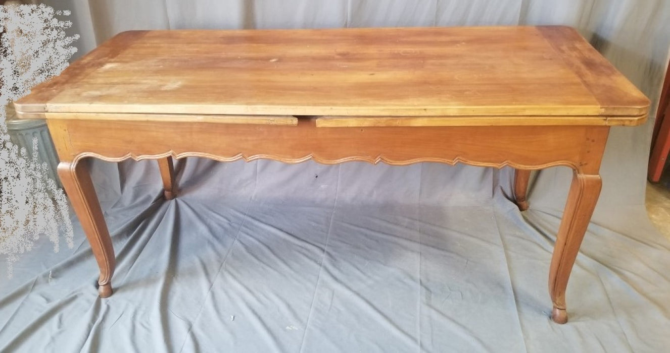 FRENCH LOUIS XV STYLE PEGGED CHERRY DRAW LEAF TABLE