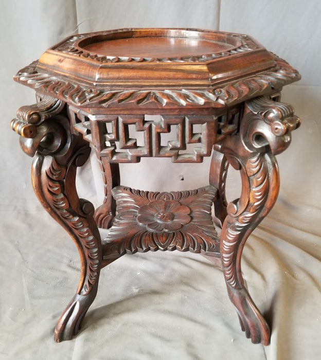 LOW 4 LEG CARVED WOOD  ASIAN STAND