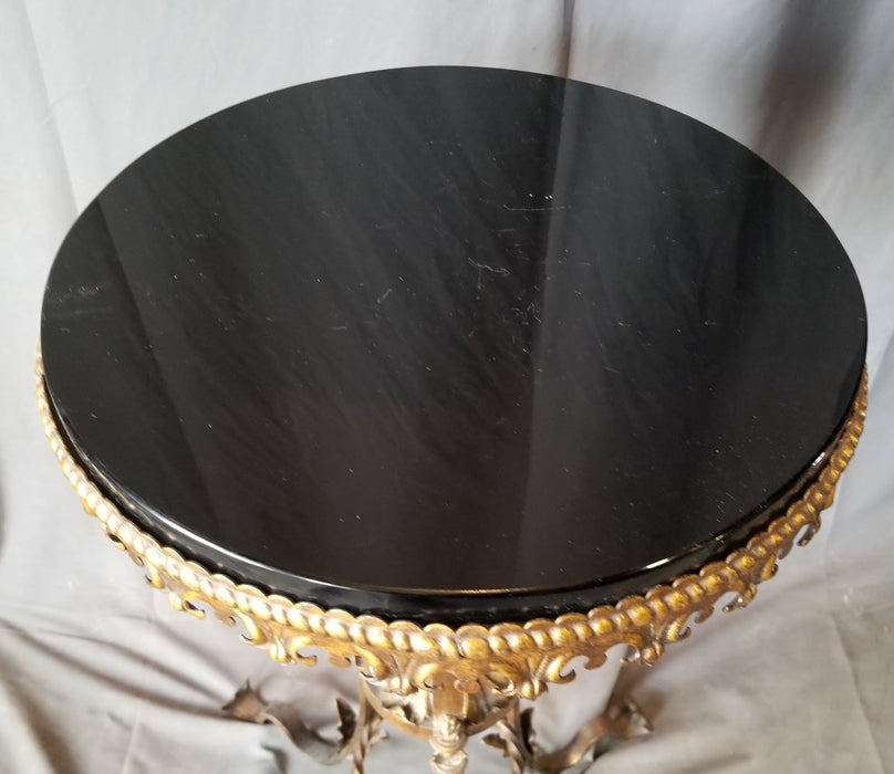 ROUND BLACK MARBLE TOP IRON STAND