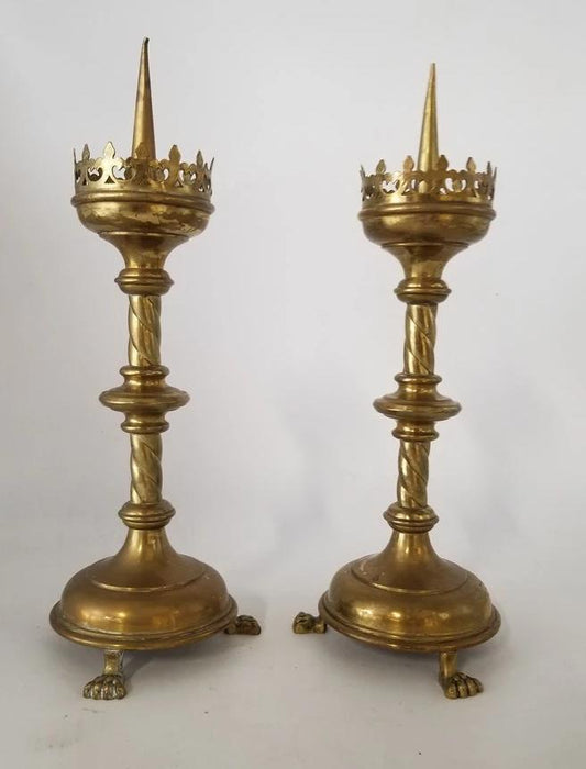 PAIR OF GOTHIC PRICKET CANDLE STICKS