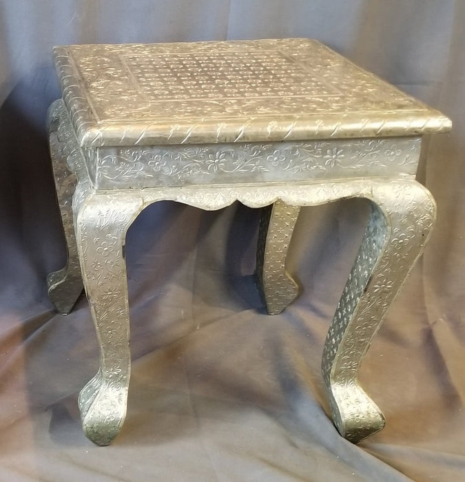 EMBOSSED NICKLE SILVER CLAD LOW TABLE