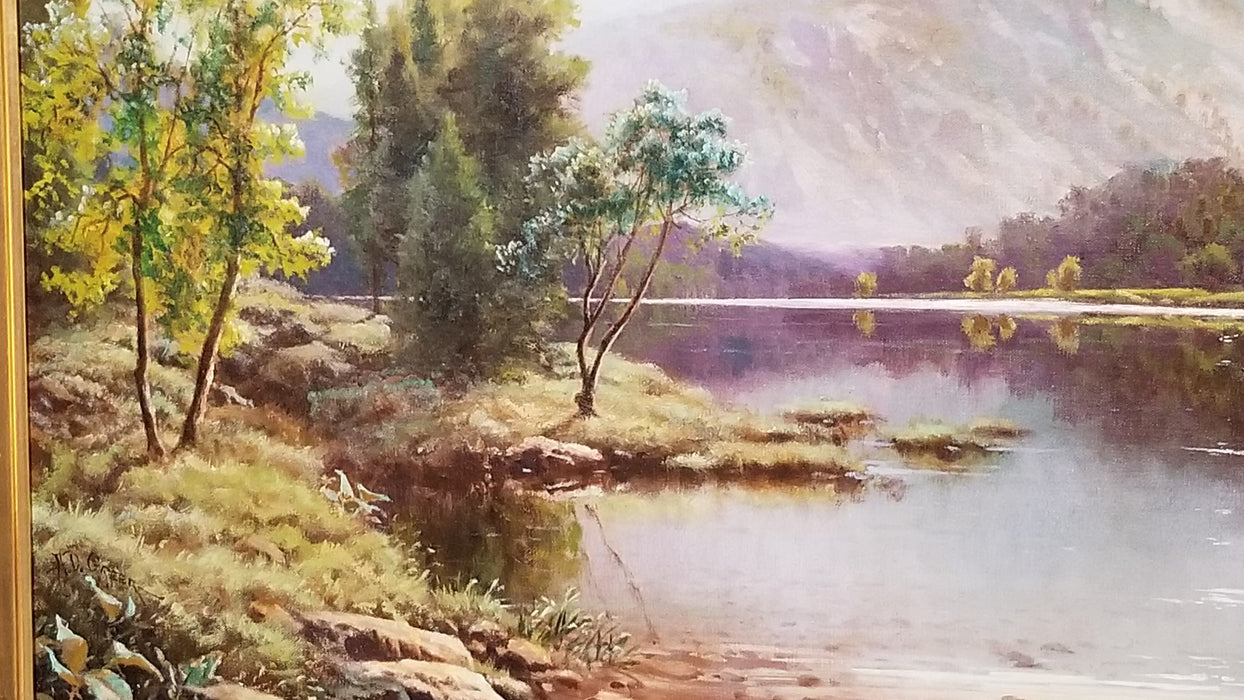 LARGE LANDSCAPE OIL PAINTING BY LISTED ARTIST A.D.GREER