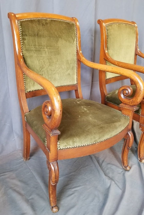 PAIR OF FRENCH EMPIRE MAHOGANY ARM CHAIRS