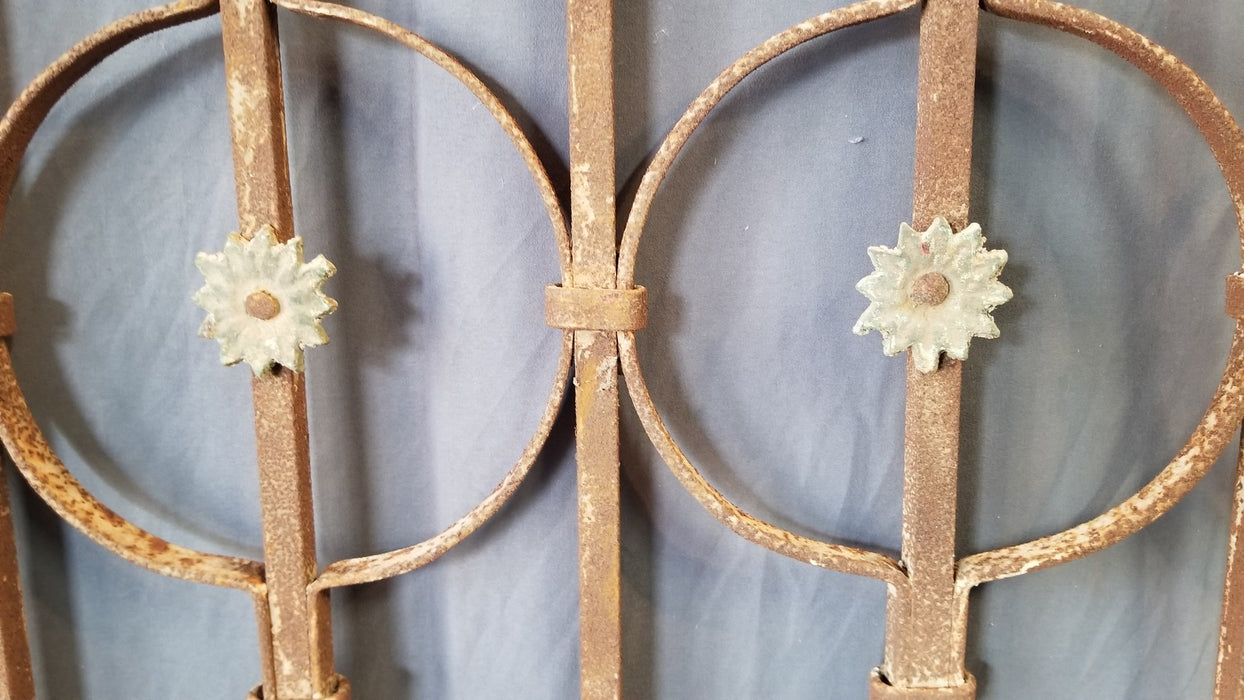 IRON FENCE SECTION WITH CIRCLES AND FLOWERS