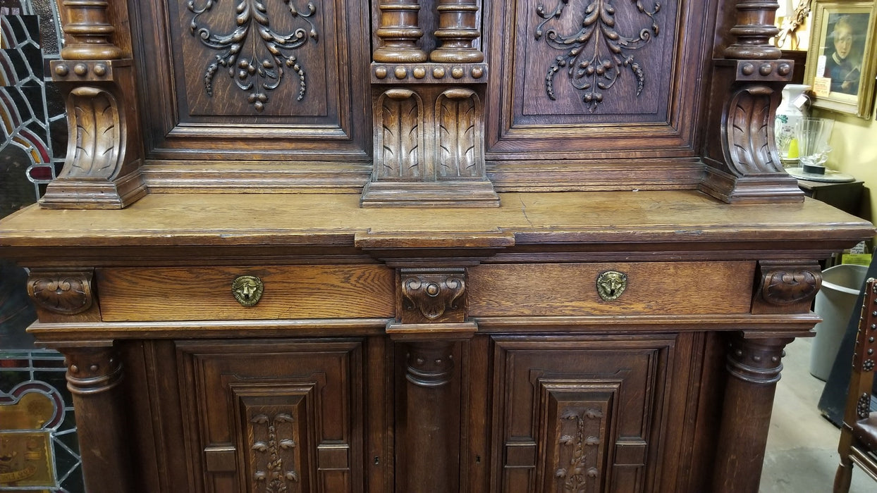 MONUMENTAL 19TH CENTURY OAK 4 DOOR CABINET FROM NORTHERN FRANCE