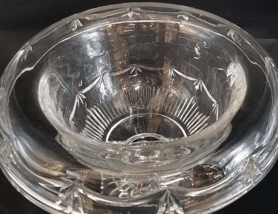 LARGE FANCY CRYSTAL COMPOTE WITH ROLLED EDGE