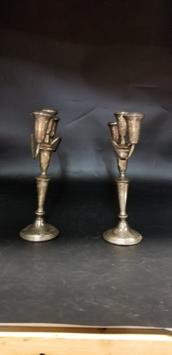PAIR OF WEIGHTED STERLING SILVER CANDLEABRAS