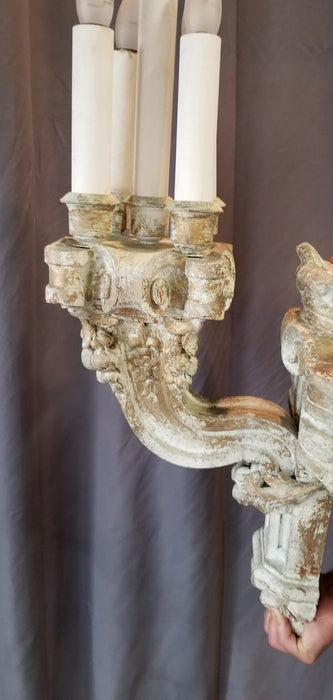 PAIR OF WHITE PAINTED FRENCH WOOD SCONCES