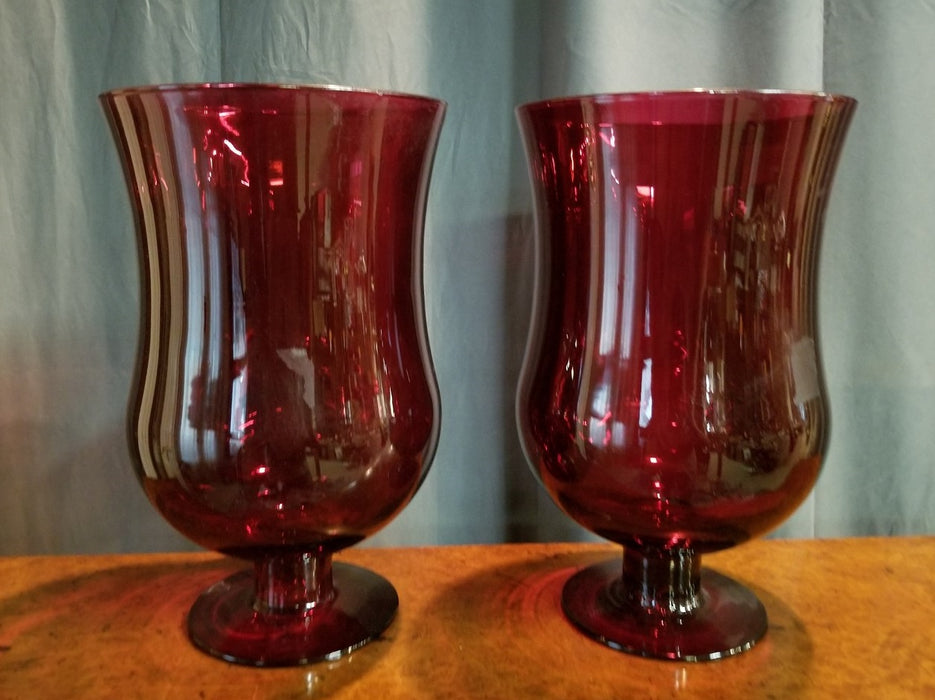 PAIR OF LARGE CRANBERRY COLOR GLASS VASES