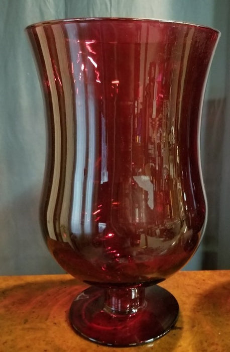 PAIR OF LARGE CRANBERRY COLOR GLASS VASES