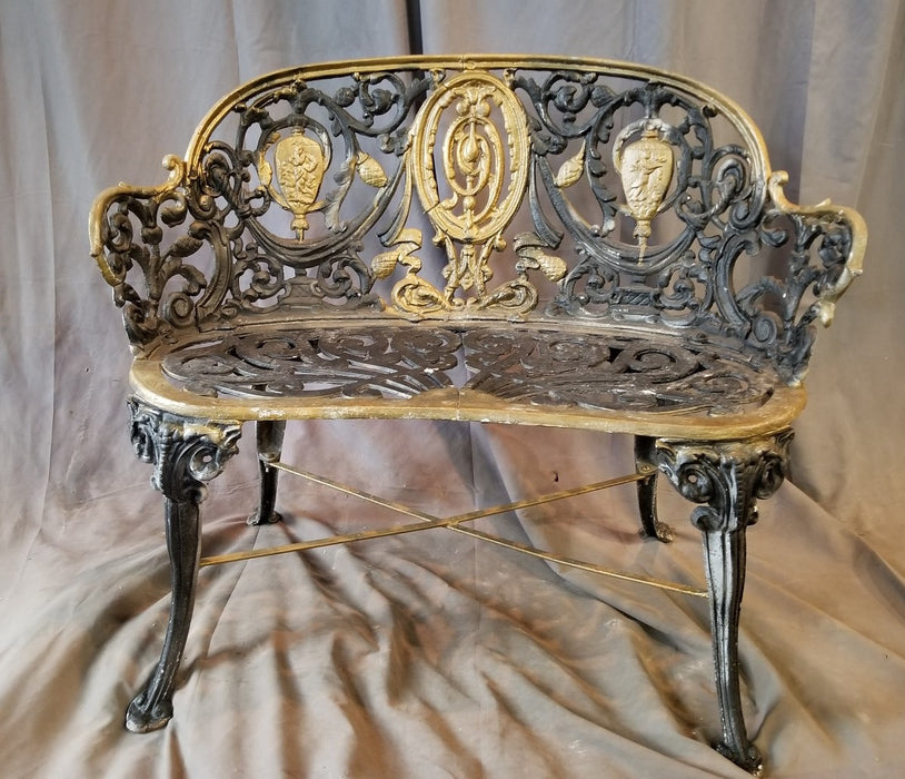 BLACK AND GOLD CAST ALUMINUM BENCH