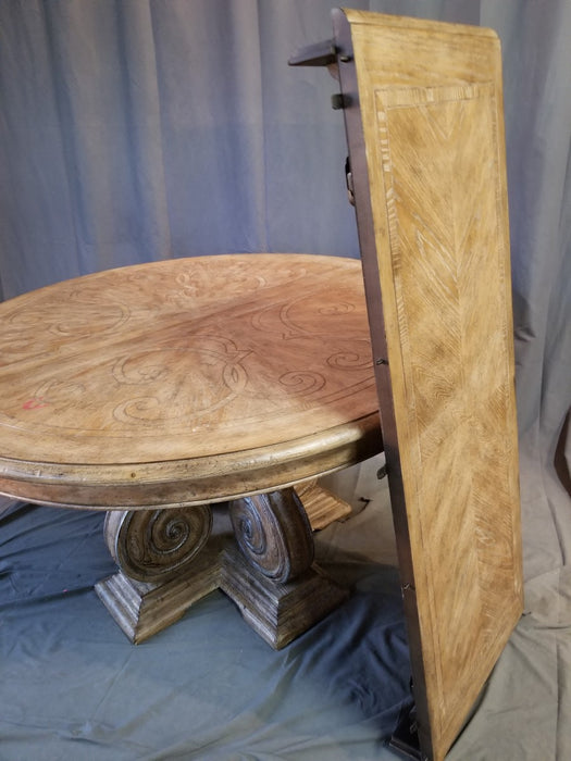 ROUND PEDESTAL TABLE WITH EXTRA LEAF-NOT ANTIQUE