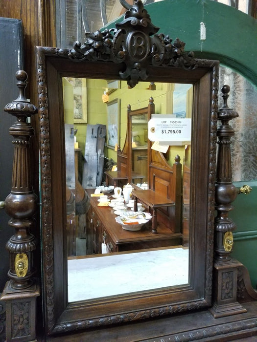 WHITE MARBLE TOP FRENCH HENRI II DRESSER WITH MIRROR