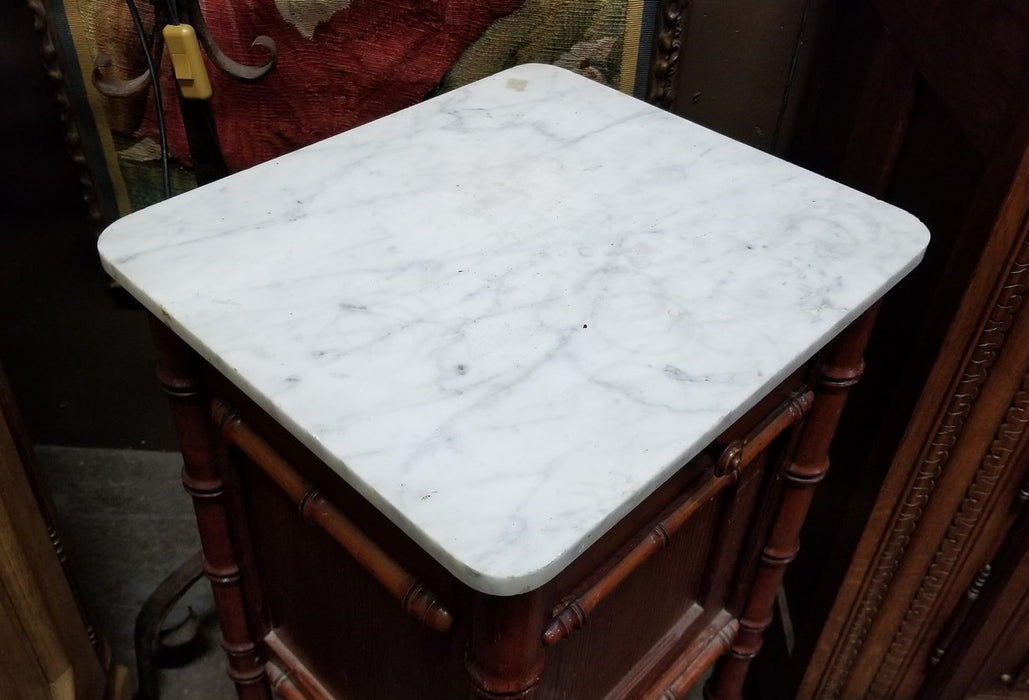 FAUX BAMBOO MARBLE TOP NIGHT STAND