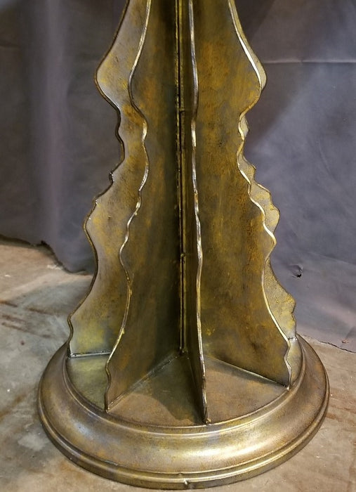 GOLD METAL BASE TABLE WITH ROUND MIRROR TOP