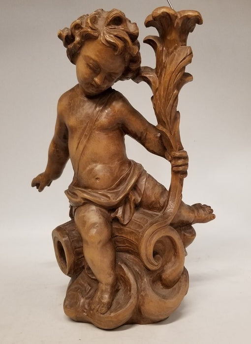 PAIR OF WOOD CHERUBS