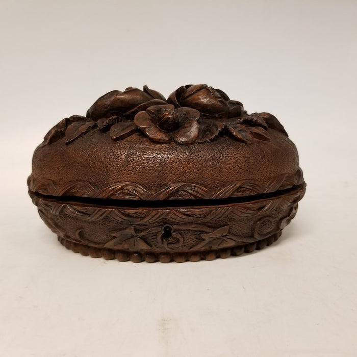CARVED OVAL WOOD BOX