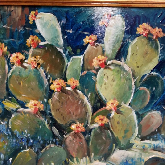 CACTUS OIL PAINTING ON BOARD BY HARDY MARTIN