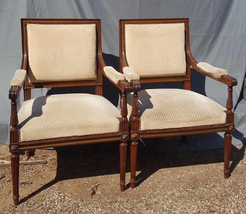 PAIR OF QUALITY LOUIS XVI STYLE ARM CHAIRS