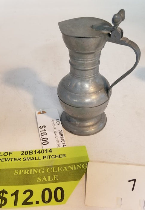 SMALL LIDDED PEWTER PITCHER
