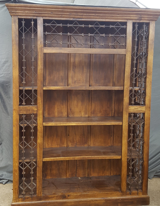 LARGE INDIAN BOOKCASE WITH GREAT IRON EMBELLISHMENTS