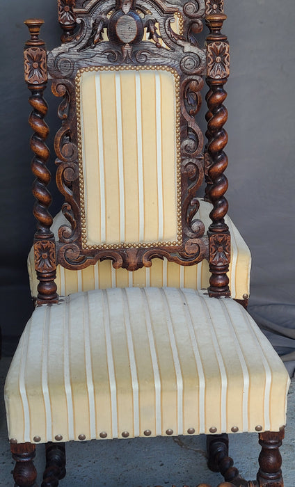 SET OF 4 LOUIS XIII BARLEY TWIST OAK CHAIRS