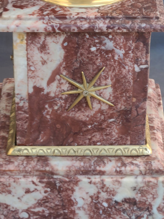PAIR OF RED MARBLE WITH BRASS PEDESTALS