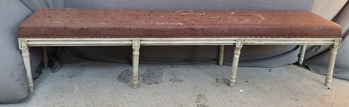 LONG PAINTED UPHOSTERED BENCH