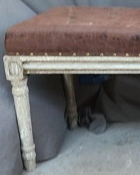 LONG PAINTED UPHOSTERED BENCH