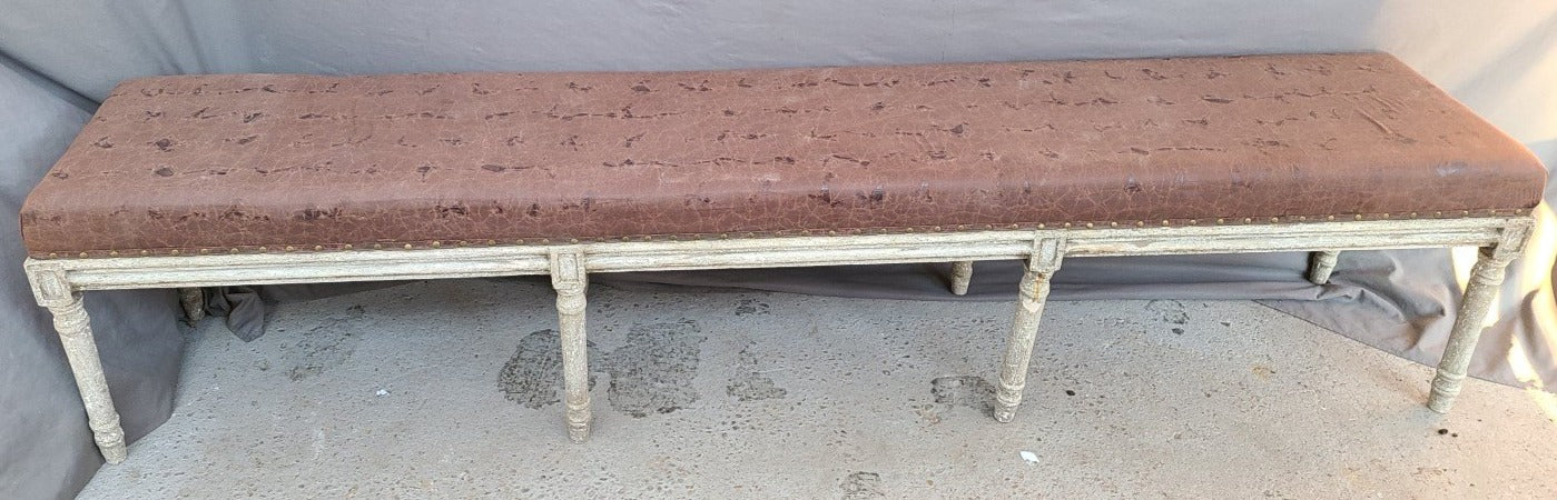 LONG PAINTED UPHOSTERED BENCH
