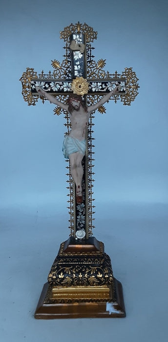 POLYCHROME STANDING CRUCIFIX