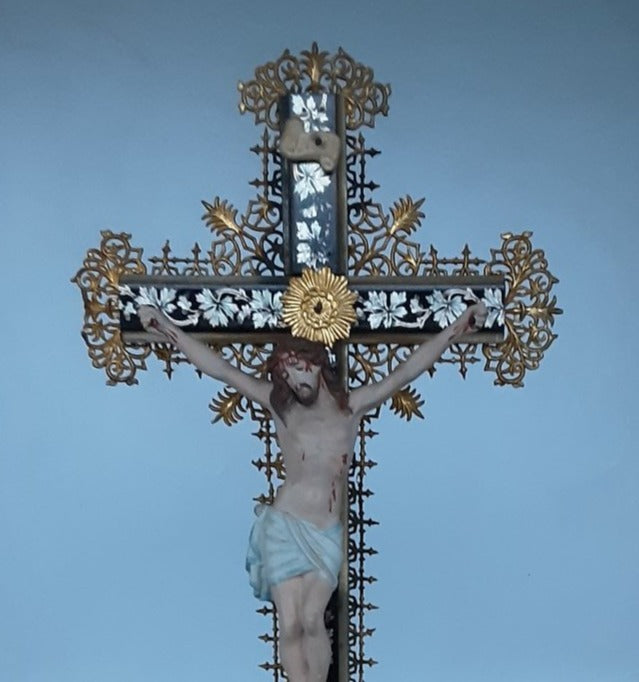 POLYCHROME STANDING CRUCIFIX