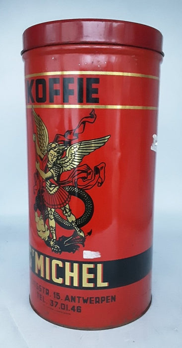 TALL RED ST MICHAEL COFFEE CAN