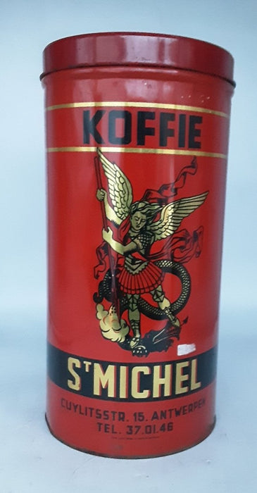 TALL RED ST MICHAEL COFFEE CAN