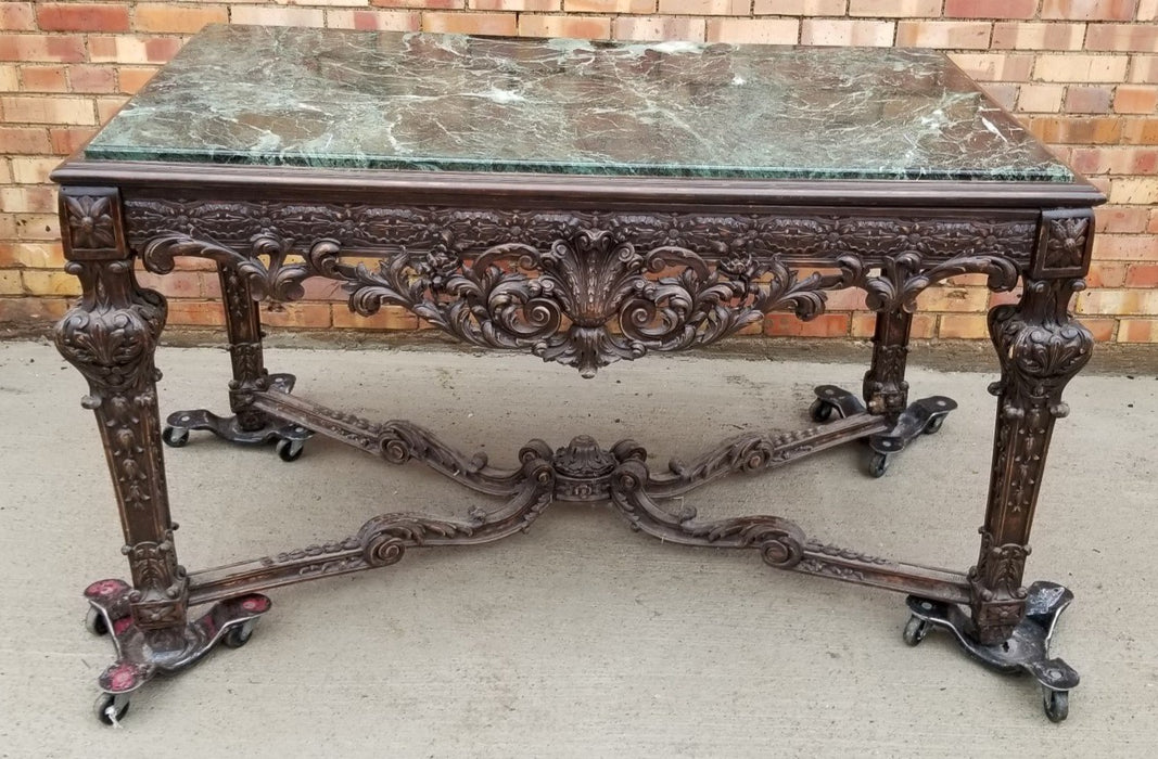 GREEN MARBLE TOP LOUIS XIV CENTER TABLE AS IS MARBLE TOP