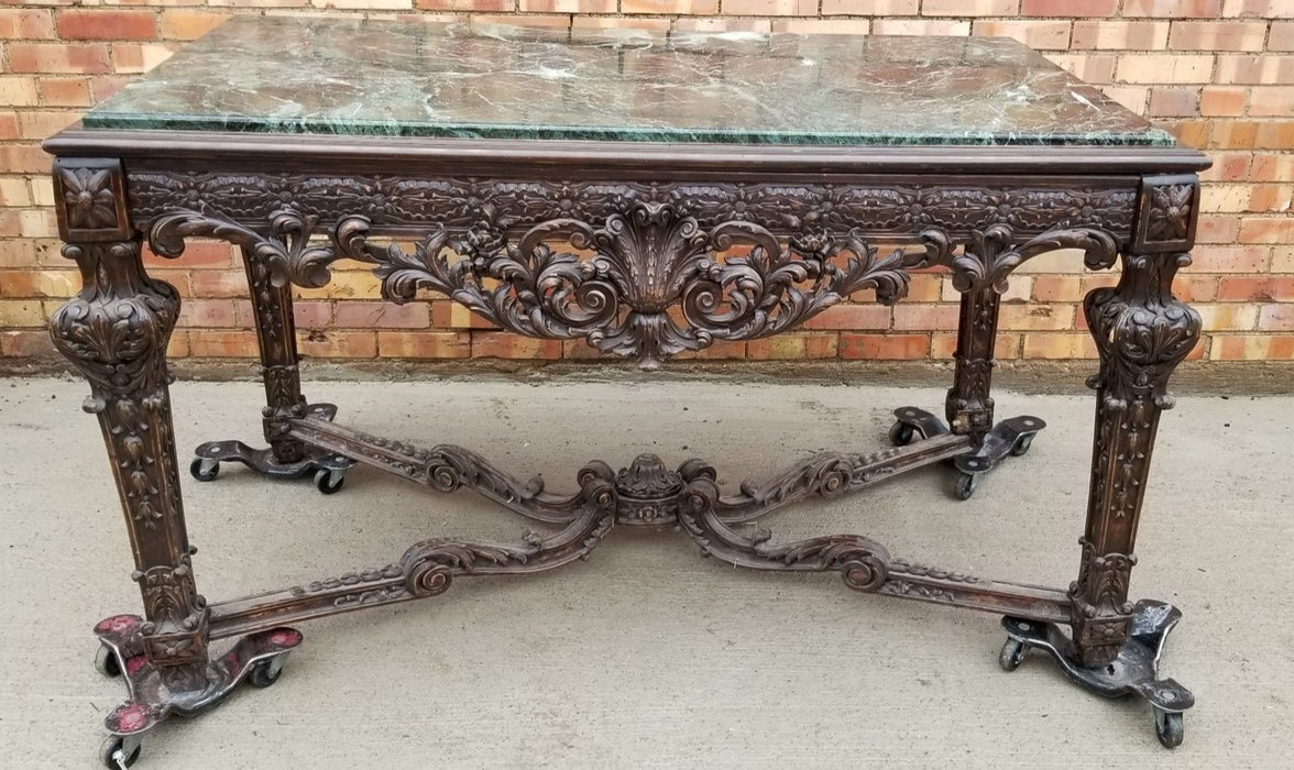 GREEN MARBLE TOP LOUIS XIV CENTER TABLE AS IS MARBLE TOP