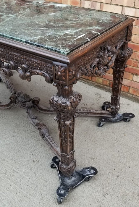 GREEN MARBLE TOP LOUIS XIV CENTER TABLE AS IS MARBLE TOP